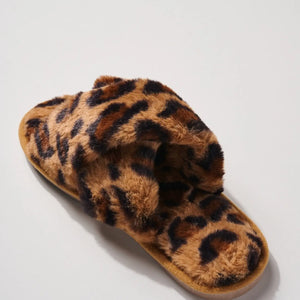 Leopard Fur Slippers [camel]