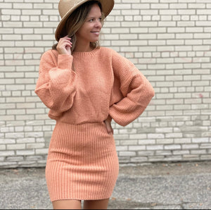 Apricot Sweater Dress