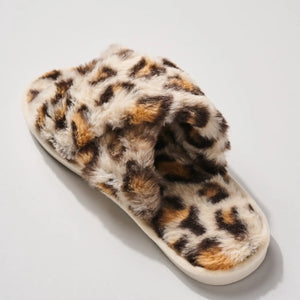 Leopard Fur Slippers [ivory]