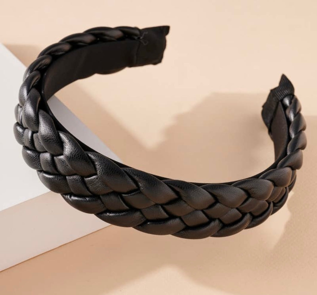 Braided Leather Headband [black]